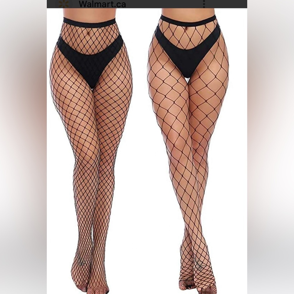 Chic Black hight waisted Fishnet Stockings❤️O/S🤩2 pairs